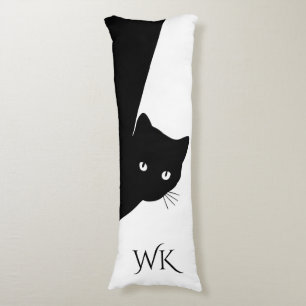 Cojín Monograma de Gato Negro Astuto
