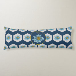 Cojín Monograma del patrón de flor de Lily geométrica ja