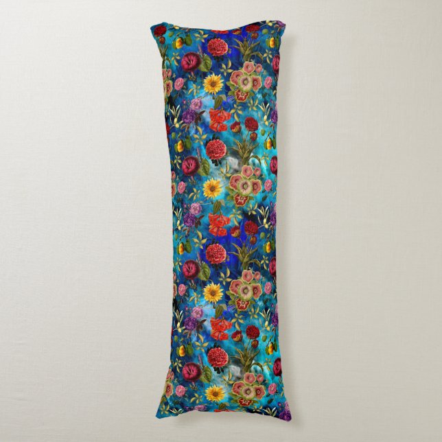 Cojín Monograma elegante azul Floral (Frente vertical)