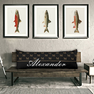 Cojín Monograma moderno blanco dorado blanco elegante Ma