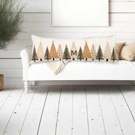 Cojín Monograma neutral de bosque de invierno