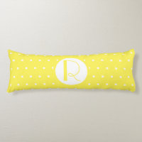 Monograma puntos iniciales de polka blanca amarill