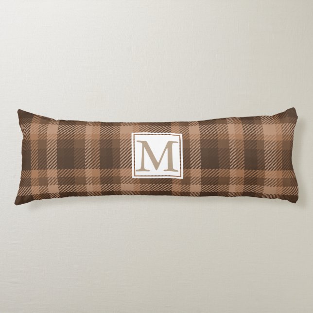 Cojín Monogramado de chocolate marrón (Anverso)