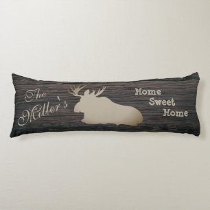 Cojín Moose Laying Standing Home Sweet Home Custom Name