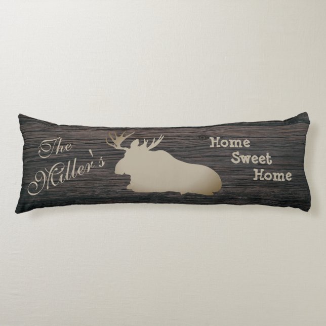 Cojín Moose Laying Standing Home Sweet Home Custom Name (Anverso)