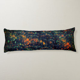 Cojín Mosaico abstracto de fogata desplazada sobre verde