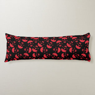 Cojín Motif de repetición rojo y negro Patrón de cráne