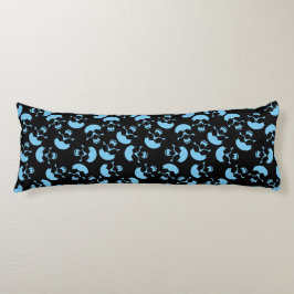 Cojín Motivo repetido azul y negro | Patrón de calavera