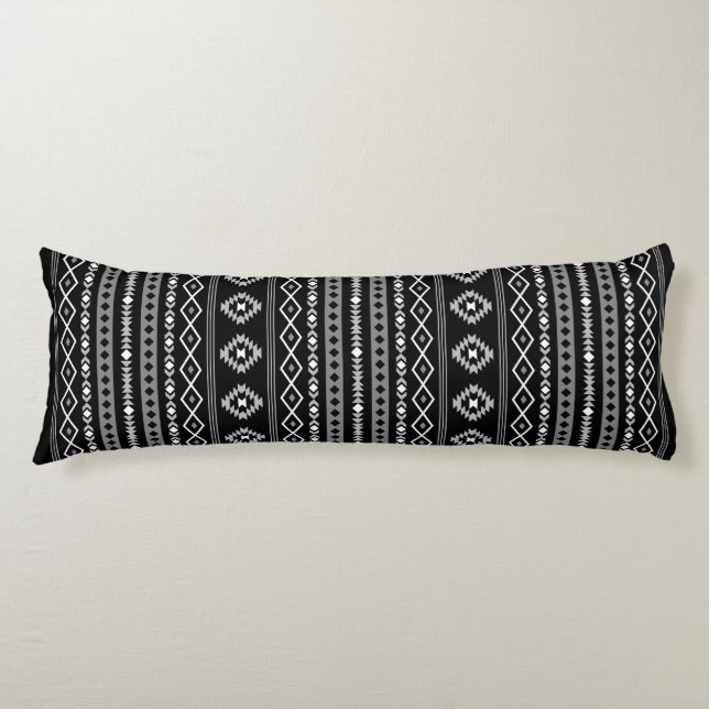 Cojín Motivos Mezclados Azteca Wt Gray Blk V Patrón Rpt (Anverso)