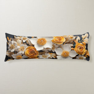 Cojín naranja 3D y floral blanca