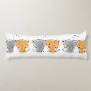 Cojín Naranja de gatitos y Ilustracion gris