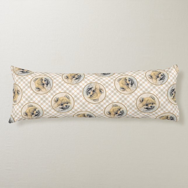 Cojín Naranja de pintura pomeraniano Pom Original Dog Ar (Anverso)