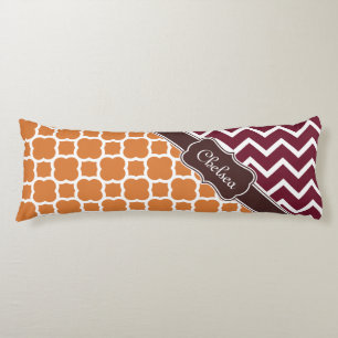 Cojín Naranja Entramado Maroon Chevron Patrones Marrón N