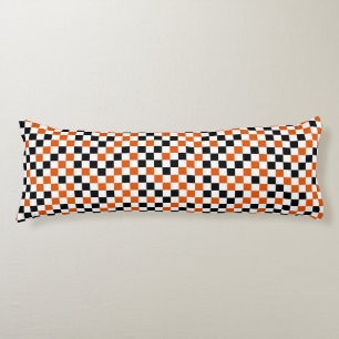 Cojín Naranja Negro y Blanco Cuadros