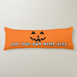 Cojín Naranja personalizado Calabaza Halloween su nombre