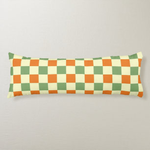 Cojín Naranja Verde Brown Checkered Gingham Pattern