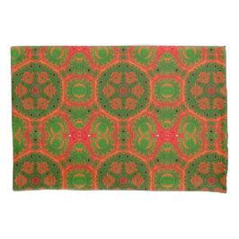 Cojín Naranja y funda de almohada de Kaleidoscopio Verde