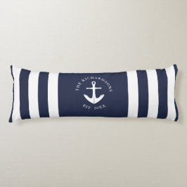 Cojín Nautical Anchor Strin Navy Blue and White