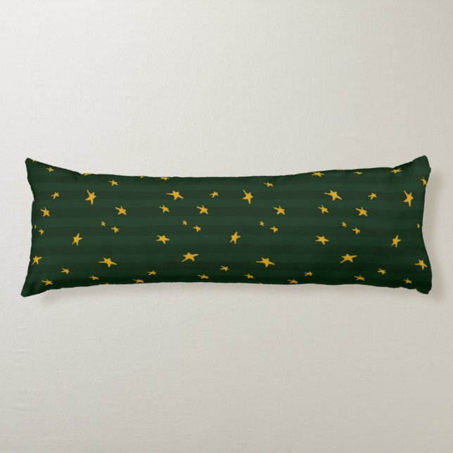 Cojín Navidad Verde Amarillo Estrella Raya Navidad  (Anverso)