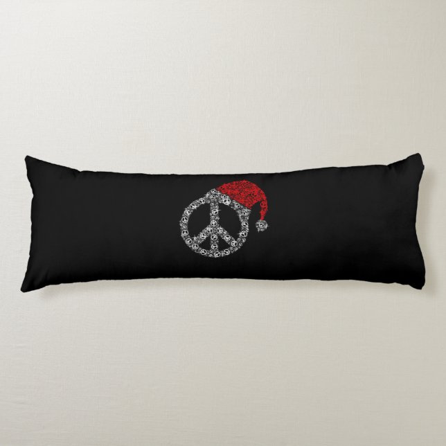 Cojín Navidades felices | Símbolo de Hippies Gorra Santa (Anverso)