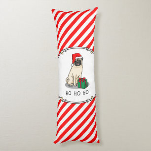Cojín Navidades Santa Hat Pug Dog (flor claro) Cute