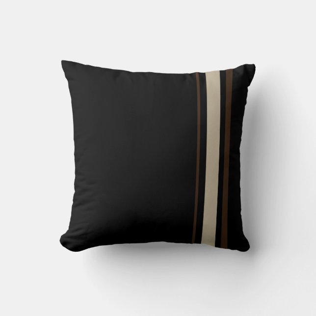 cojin negro con lineas marron y beige (Anverso)