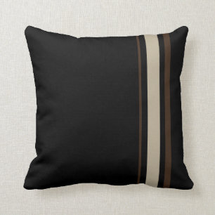 cojin negro con lineas marron y beige