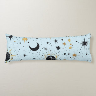 Cojín Negro, Dorado y Azul Sol Luna Estrellas Celestiale