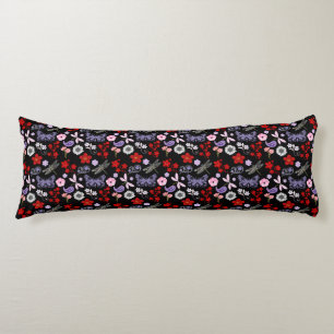 Cojín Negro, rojo, rosa, morado, libélula mariposa