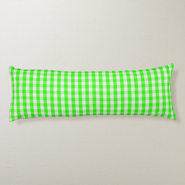 Cojín Neon Green Gingham Pattern de Shirley Taylor (Reverso)