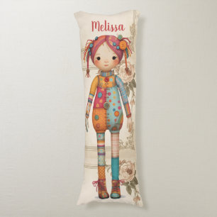Cojín Niña de tela patchwork