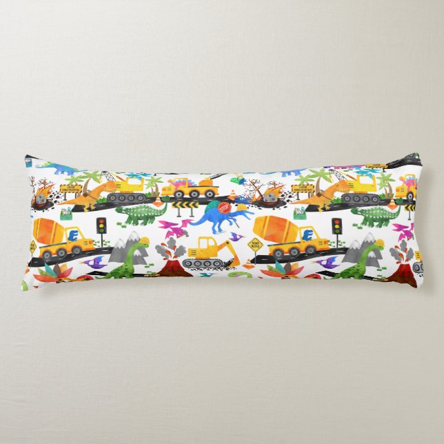 Cojín Niños de construcción de dinosaurios acuarela pers (Anverso)