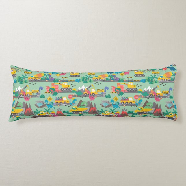 Cojín Niños de la construcción de dinosaurios (Anverso)