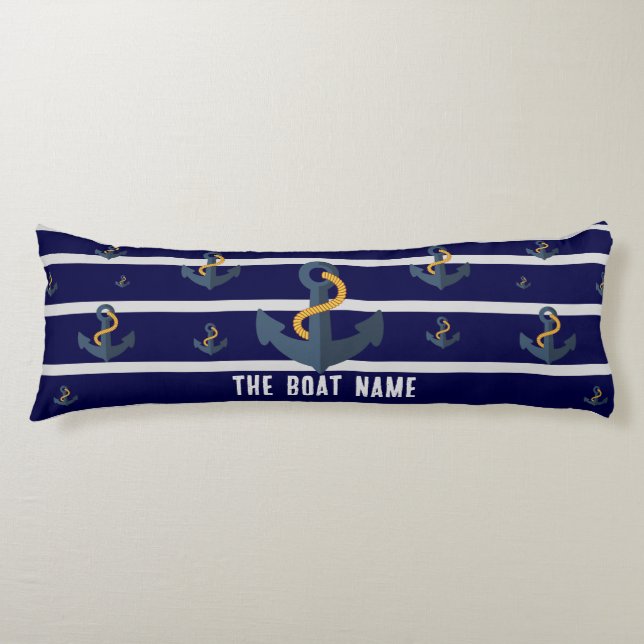 Cojín Nombre del barco familiar con Anchor Rope Nautical (Anverso)