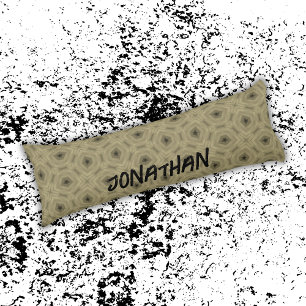 Cojín Nombre del monograma Patrón negro y beige