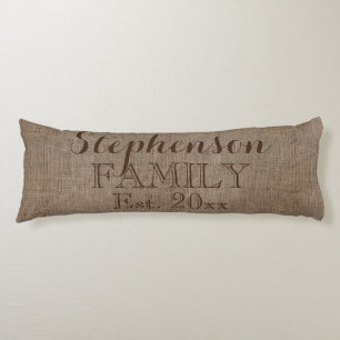 Cojín Nombre familiar Burlap Rustic