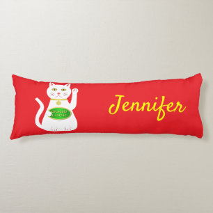 Cojín Nombre personalizado de gato Lucky Oriental
