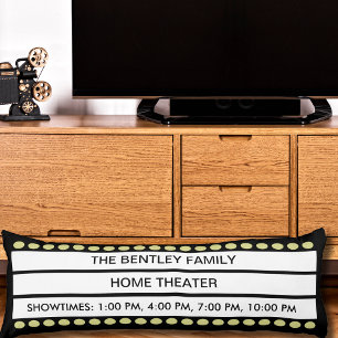 Cojín Nombre personalizado Home Movie Theater Marquee Pe