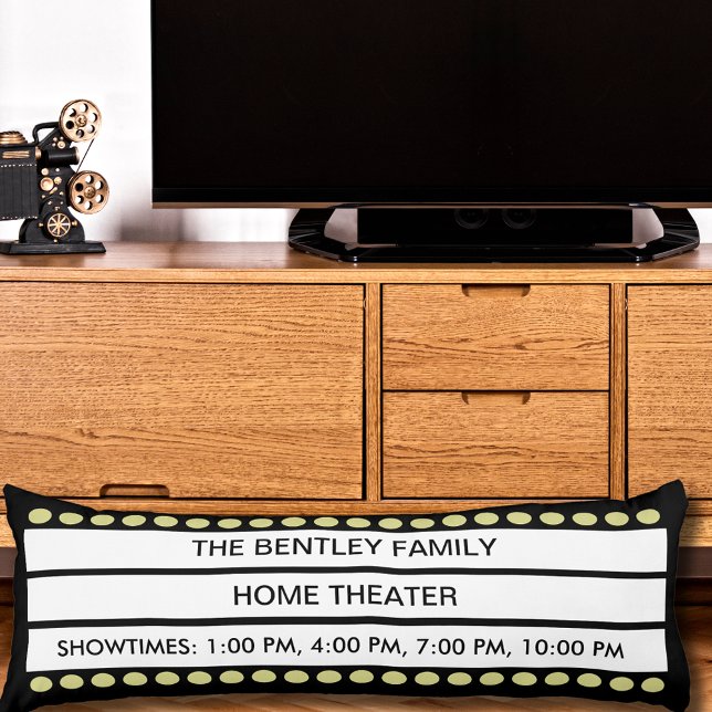 Cojín Nombre personalizado Home Movie Theater Marquee Pe (This fun body pillow does double-duty as home theater decor and as a comfy cozy pillow.)