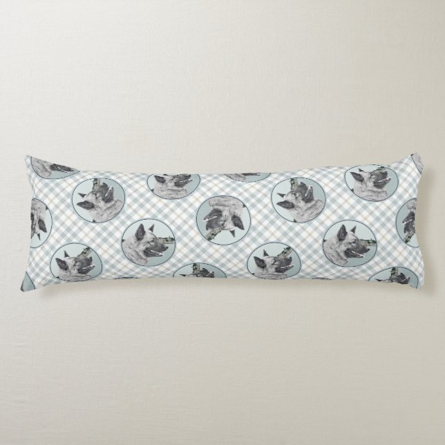 Cojín Noruego Elkhound y Village Pintando Arte Perro (Anverso)