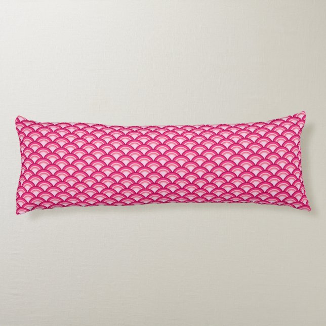 Cojín Ola patrón Art Deco - fucsia y coral (Reverso)