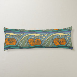 Cojín Olas del océano azul Nautilus Seashell Pattern Nou