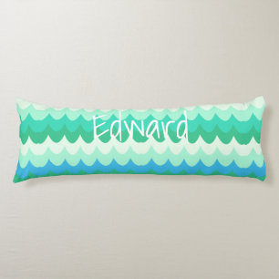 Cojín Olas marinas azules, verdes y Verde azuladas