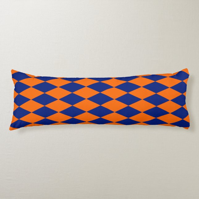 Cojín Orange and Blue Harlequin Checkered Design  (Anverso)