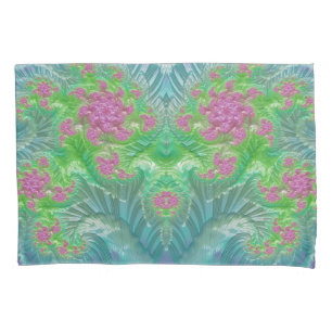 Cojín ~ Original Fractal ~ Pink Green Aqua ~ Funda de al