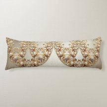 Ornate Gold Flourish Body Pillow