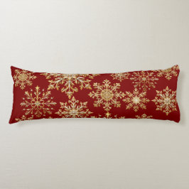 Cojín Oro de Navidad y copo de nieve rojo 