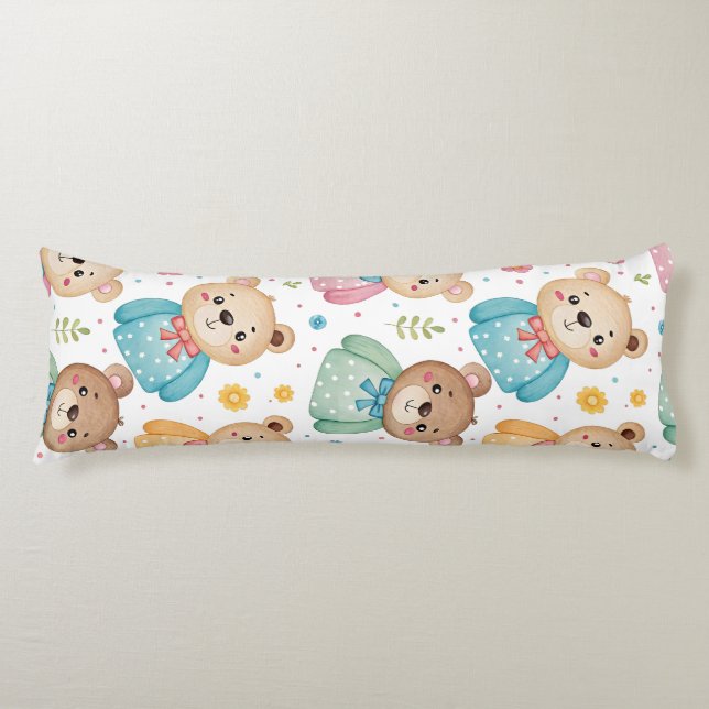 Cojín Oso de peluche y flores (Anverso)