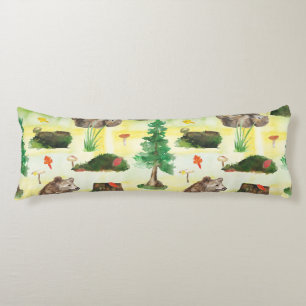 Cojín Oso de Woodland de color agua con un cachorro de o