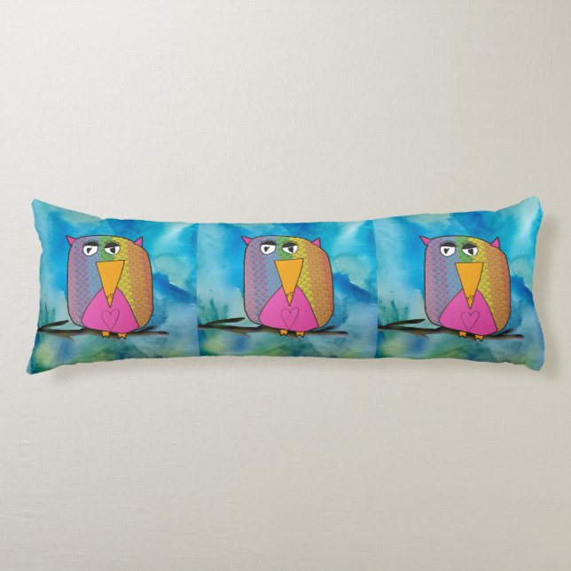 Cojín Owl "Arte de niños" (Anverso)